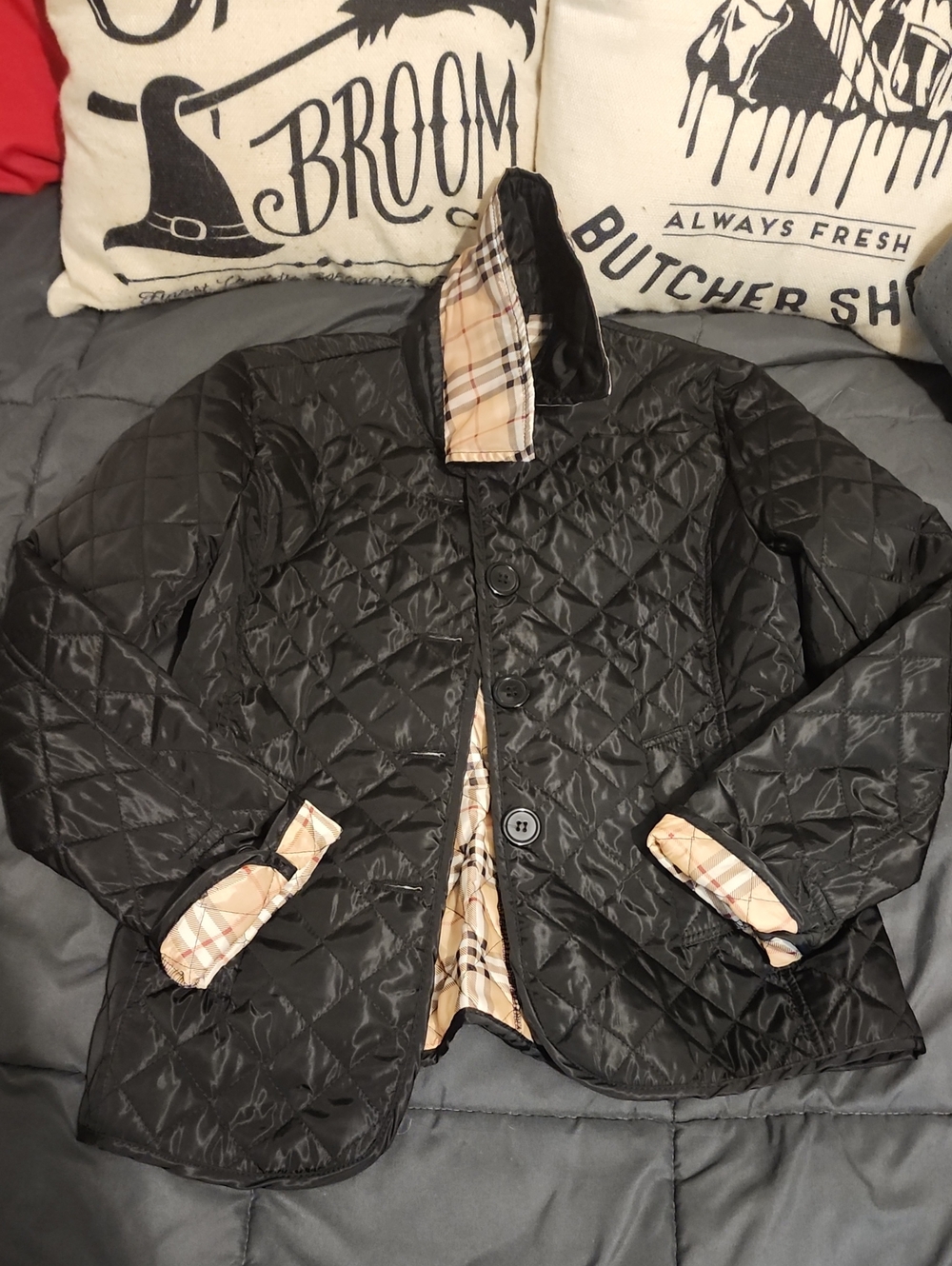 Burberry? Puffer Nova Check Plaid Coat Size Small